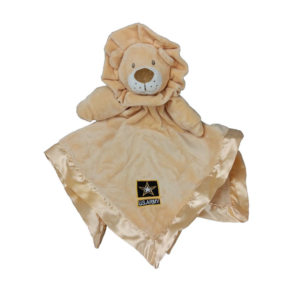 Lion Tan Army Military Logo Security Blanket Plush Baby Lovey ANICO